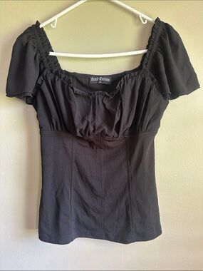 Secret Dressy Black Puff-Sleeve Women's Blouse